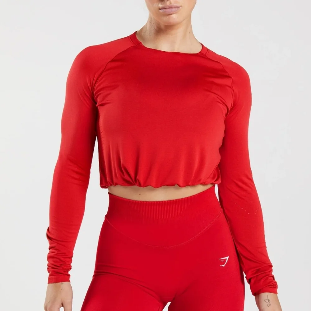 NWT Gymshark Sweat Seamless Long Sleeve Crop Top - Picture 1 of 4